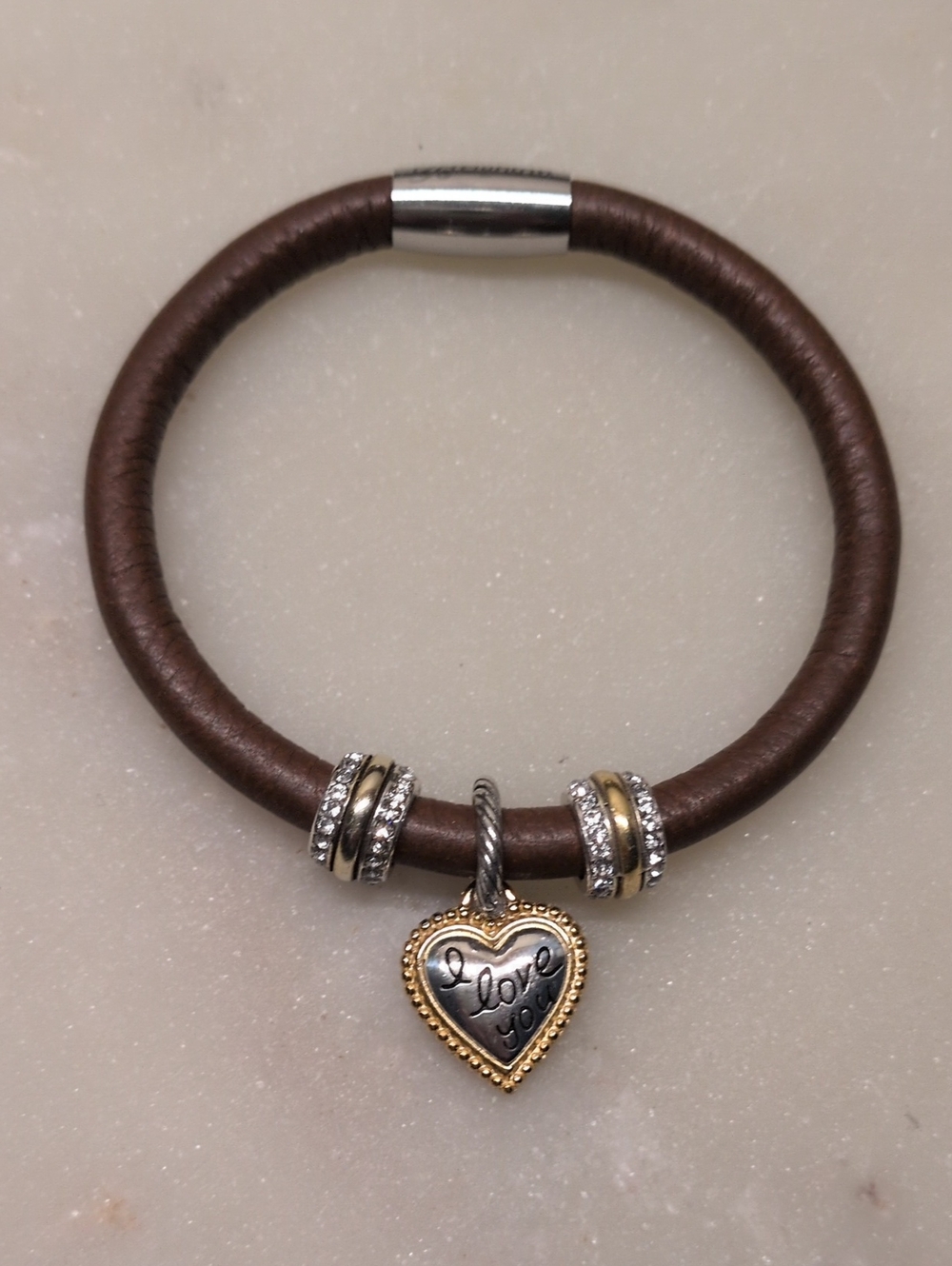 Brighton Chocolate Woodstock Bracelet with Two-Tone Charms Bundle